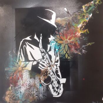 Peinture intitulée "Jazz man" par Gilette Guerrero, Œuvre d'art originale, Acrylique