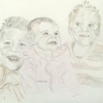 Drawing titled "les 3 compères (com…" by Gilliane, Original Artwork, Pencil