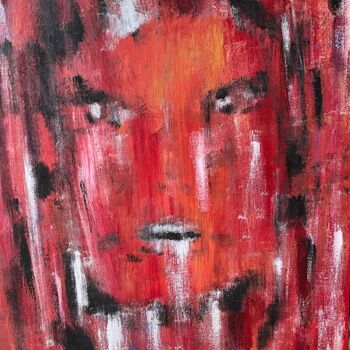 Painting titled "Brazen Red" by Gina Lafont, Original Artwork, Oil