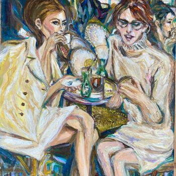 Pintura titulada "Les Deux Amies dans…" por Gina Son, Obra de arte original, Oleo