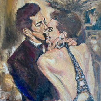 Painting titled "Paris Lovers (La Pl…" by Gina Son, Original Artwork, Oil