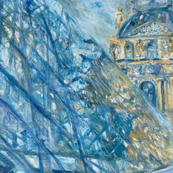 Painting titled "Louvre's Glass Pyra…" by Gina Son, Original Artwork, Oil
