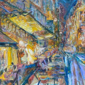 Peinture intitulée "Van Gogh's Cafe No.1" par Gina Son, Œuvre d'art originale, Huile