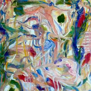 Schilderij getiteld "Giverny Colors in D…" door Gina Son, Origineel Kunstwerk, Olie