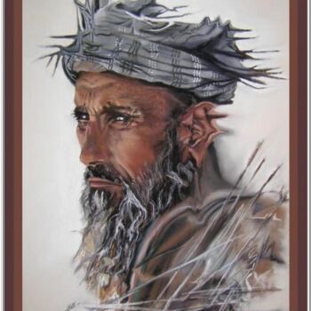 Drawing titled "Marchand pashtun ou…" by Christine Ginestet, Original Artwork, Pastel