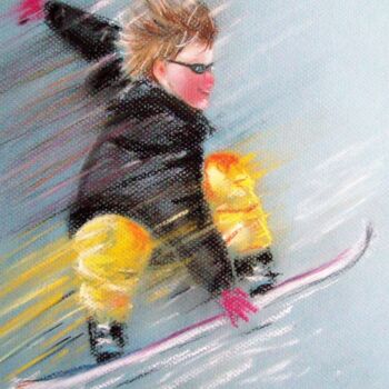 Pittura intitolato "ski jump" da Ginette Richard, Opera d'arte originale, Pastello