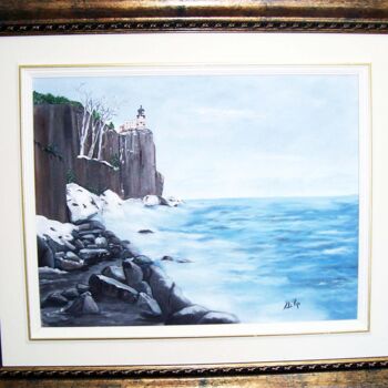 Картина под названием "Bord de la mer" - Ginette Robichaud, Подлинное произведение искусства, Масло Установлен на Деревянная…