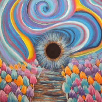 Dessin intitulée "Eyerise" par Ginka, Œuvre d'art originale, Pastel