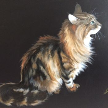 Painting titled "Maine Coon Cat: “I’…" by Ginny Helsen, Original Artwork, Acrylic