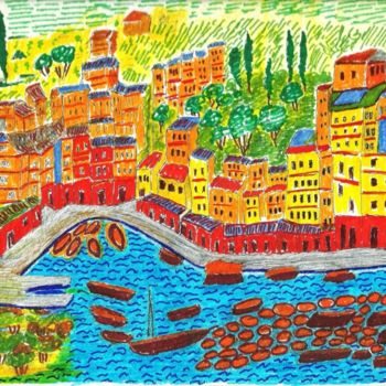 Malarstwo zatytułowany „Portofino” autorstwa Gino Gavazzi, Oryginalna praca