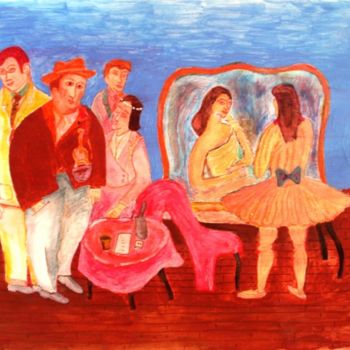 Pittura intitolato "Ballerina con impre…" da Gino Gavazzi, Opera d'arte originale