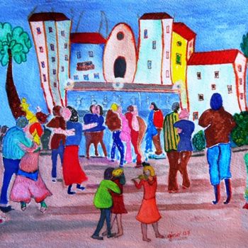 Painting titled "Festa a Numana" by Gino Gavazzi, Original Artwork