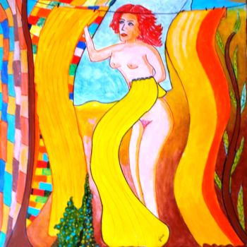 Painting titled "La bella lavanderina" by Gino Gavazzi, Original Artwork