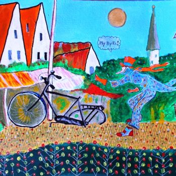 Painting titled "My Bike!" by Gino Gavazzi, Original Artwork, Acrylic