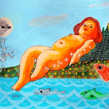 Pittura intitolato "Ba Tom pesci" da Gino Gavazzi, Opera d'arte originale, Acrilico
