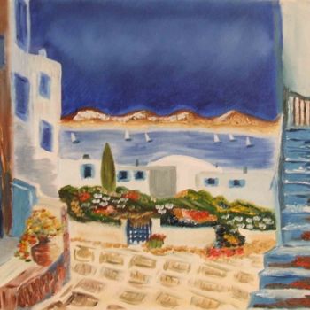 Peinture intitulée "Ruelle méditerranée…" par Geneviève Clin, Œuvre d'art originale