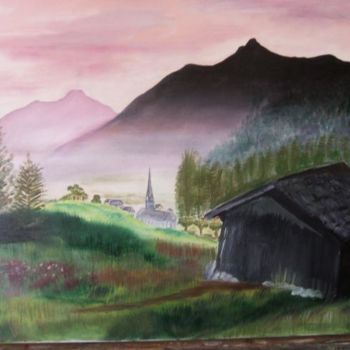 Malerei mit dem Titel "Village dans la val…" von Geneviève Clin, Original-Kunstwerk