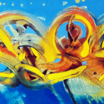 Pittura intitolato ""L'IMMACOLATA VISIO…" da Giò Pasta, Opera d'arte originale, Olio Montato su Telaio per barella in legno