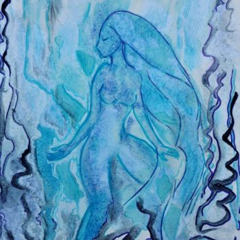 Peinture intitulée "Ondine (or Wave Fai…" par Gioia Albano, Œuvre d'art originale, Aquarelle