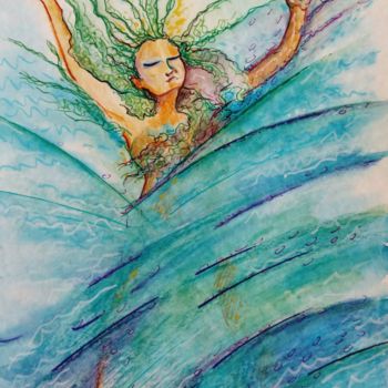 Peinture intitulée "Femme Océan (Donna…" par Gioia Albano, Œuvre d'art originale, Aquarelle