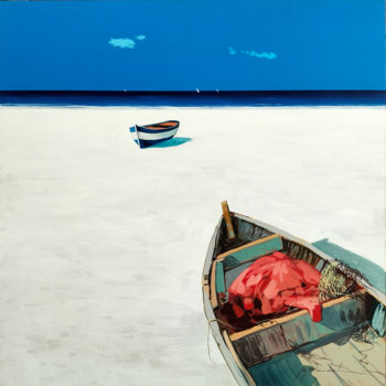 Картина под названием "Barche a riposo" - Gio Mondelli, Подлинное произведение искусства, Акрил