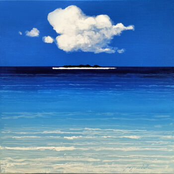 Malerei mit dem Titel "L'isola nel blu" von Gio Mondelli, Original-Kunstwerk, Acryl