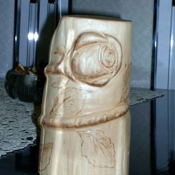 Sculpture titled "La Rosa" by Montezuma, Original Artwork, Wood