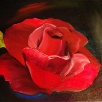 Pittura intitolato "rosa grande con boc…" da Giordana Bussoli, Opera d'arte originale