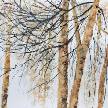 Peinture intitulée "les arbres s'envole…" par Valerie Giordanengo, Œuvre d'art originale, Aquarelle