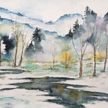 Peinture intitulée "Un matin d'hivers" par Valerie Giordanengo, Œuvre d'art originale, Aquarelle