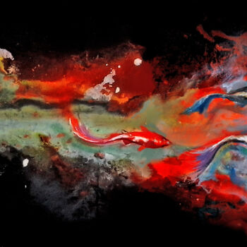 Картина под названием "fishes" - Giorgi Kobiashvili (KOBI), Подлинное произведение искусства, Акрил