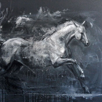 Painting titled "horse" by Giorgi Kobiashvili (KOBI), Original Artwork, Oil