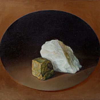 Painting titled "Mineral stillness" by Giorgio Cavalieri, Original Artwork, Oil Mounted on Wood Panel