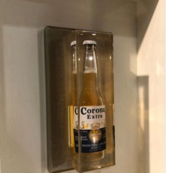 Sculpture titled "Birra su tela - Sto…" by Giorgio Gost, Original Artwork, Glass