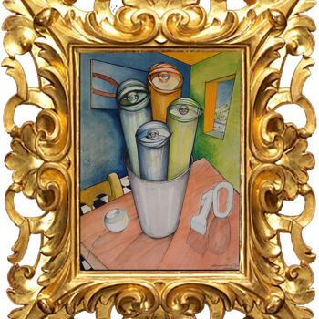 Painting titled "4 Mondi" by Giorgio Patuelli, Original Artwork, Pastel Mounted on Wood Stretcher frame