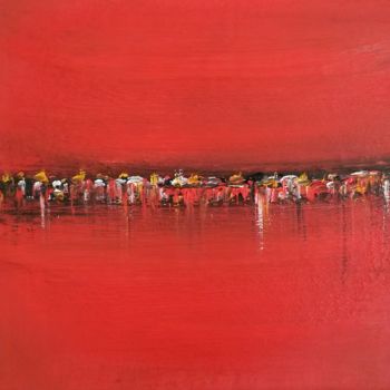 Painting titled "Lac rouge" by Giorgio Storchi, Original Artwork, Acrylic