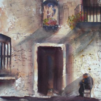 Painting titled "elderly person" by Giorgio Gosti, Original Artwork, Watercolor