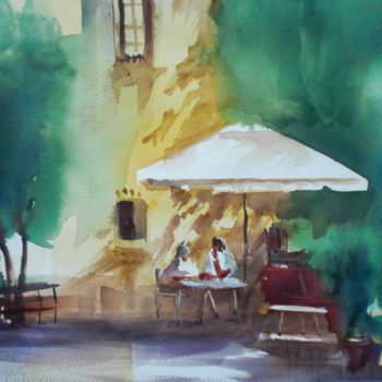 Painting titled "In the garden" by Giorgio Gosti, Original Artwork, Watercolor