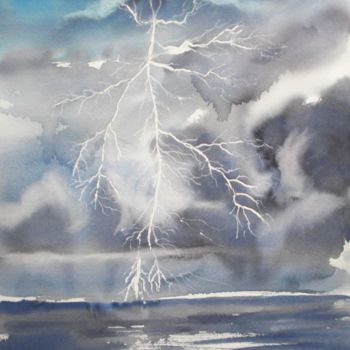 Painting titled "lightning" by Giorgio Gosti, Original Artwork, Watercolor