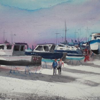 Картина под названием "shipyard 3" - Giorgio Gosti, Подлинное произведение искусства, Акварель