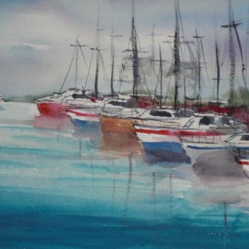 Картина под названием "boats 6" - Giorgio Gosti, Подлинное произведение искусства, Акварель