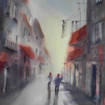 Painting titled "an imaginary city 7" by Giorgio Gosti, Original Artwork, Watercolor