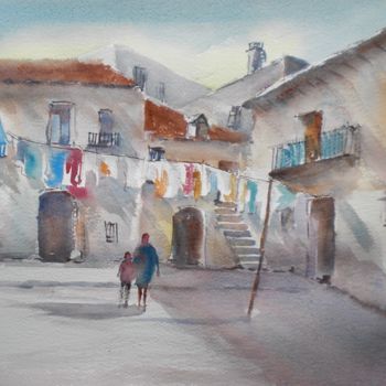 Painting titled "in the farm" by Giorgio Gosti, Original Artwork, Watercolor