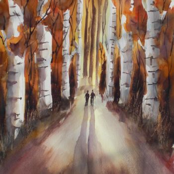 Painting titled "the path 3" by Giorgio Gosti, Original Artwork, Watercolor