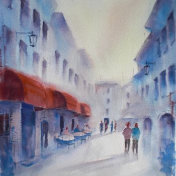Painting titled "an imaginary city 9" by Giorgio Gosti, Original Artwork, Watercolor