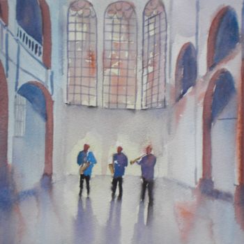 Peinture intitulée "band in the church" par Giorgio Gosti, Œuvre d'art originale, Aquarelle