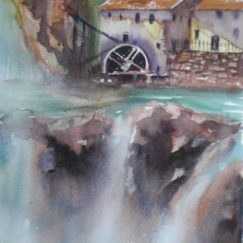 Painting titled "mill" by Giorgio Gosti, Original Artwork, Watercolor