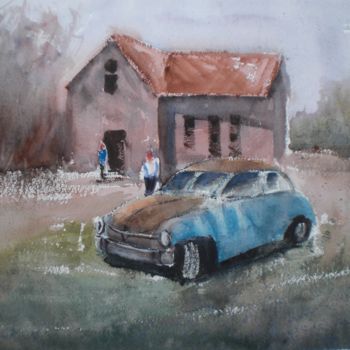 Painting titled "old car 2" by Giorgio Gosti, Original Artwork, Watercolor