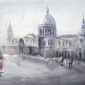 Painting titled "an imaginary city 11" by Giorgio Gosti, Original Artwork, Watercolor