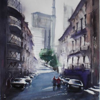 Картина под названием "Milan - Unicredit p…" - Giorgio Gosti, Подлинное произведение искусства, Акварель